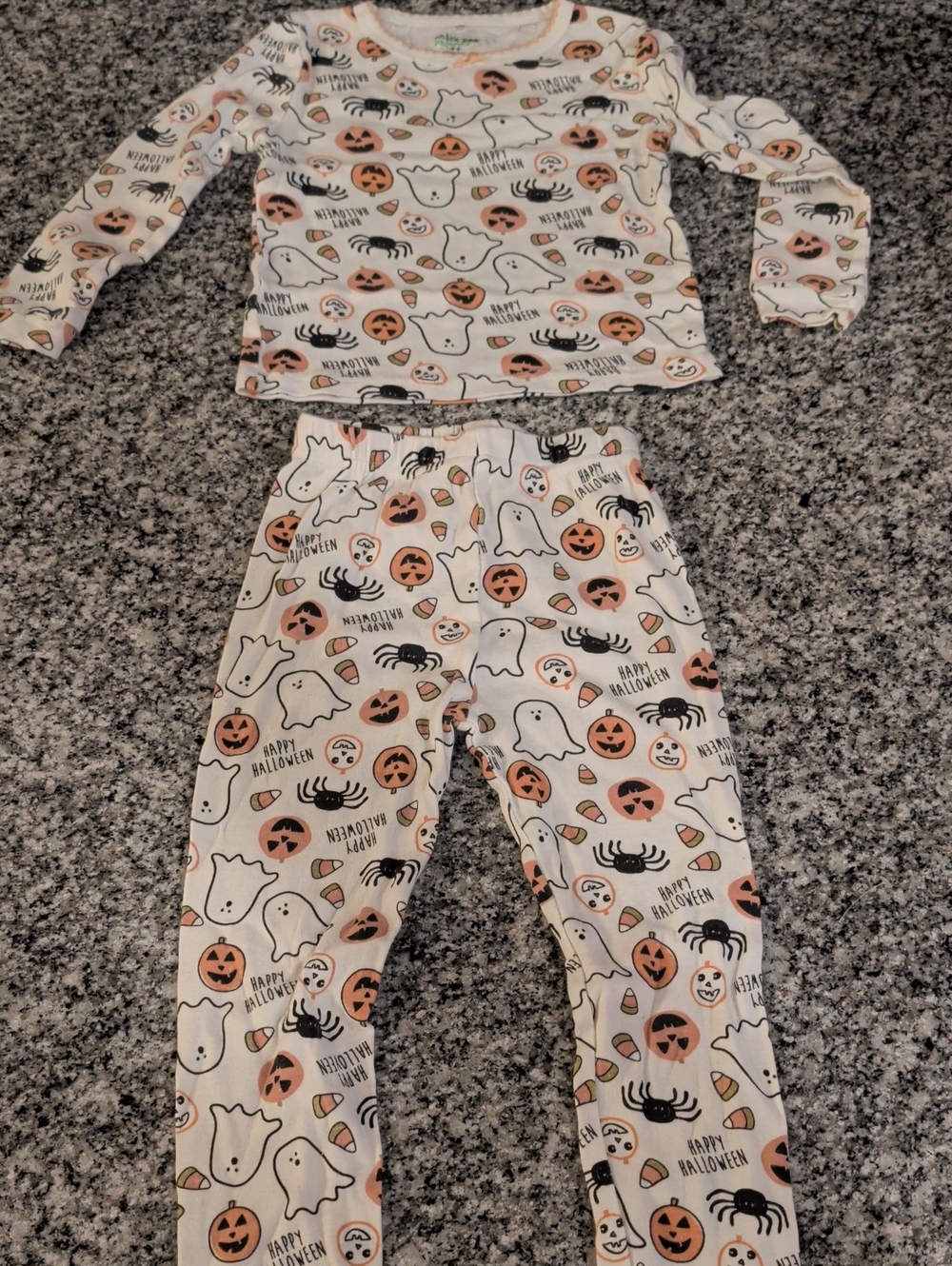 chick pea White & Orange Halloween Ghost and Pumpkin Pajama Set
